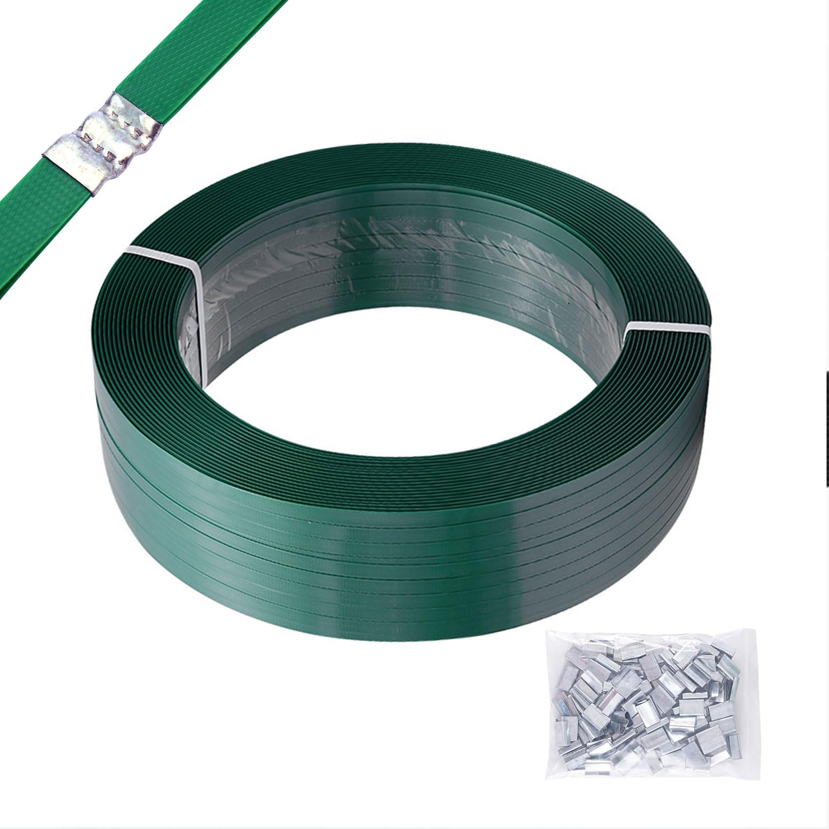 Yinian Flejes Manuales de Alta Resistencia Fleje de Embalaje 16mm x 0,8mm 1200 Metros Rollo de Cinta de Fleje de Poliéster Verde