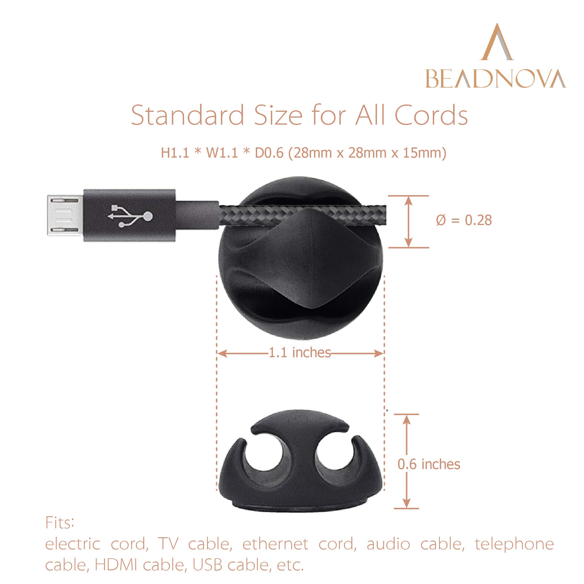 Beadnova - Ganchos Adhesivos para Cables de alimentación, Cables de ratón, Oficina, hogar (1 Ranura, 2 Ranuras, 3 Ranuras, 5 Ranuras)