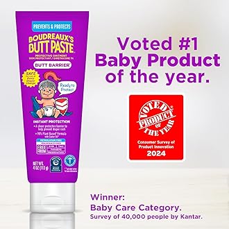 Boudreaux’s Butt Paste Barrier Ointment, Preventive Dimethicone Diaper Rash Cream, 4 Oz Tube