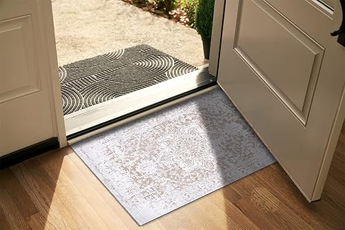 Miniatura 2 de RoomTalks Alfombras de baño vintage y orientales, bohemias, antideslizantes, lavables a máquina, de tejido plano, ultrafinas, de 2 x 4.3 pies,