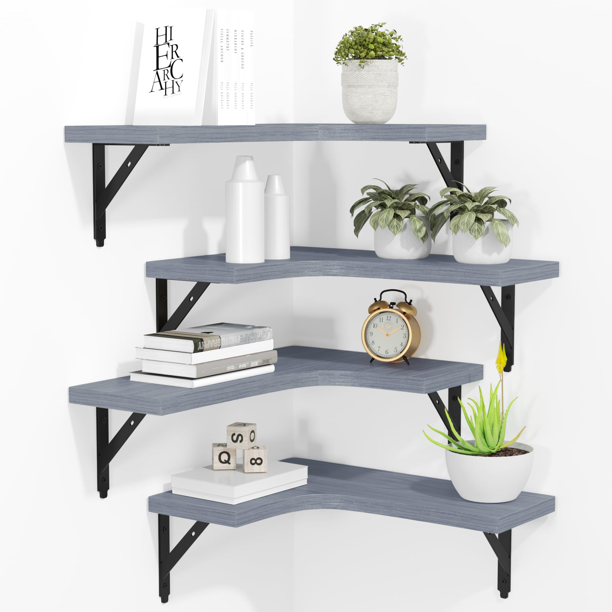 Rustic Corner Floating Shelves - Set of 4 -12 Rustic Corner Floating Shelves - Set of 4 -12