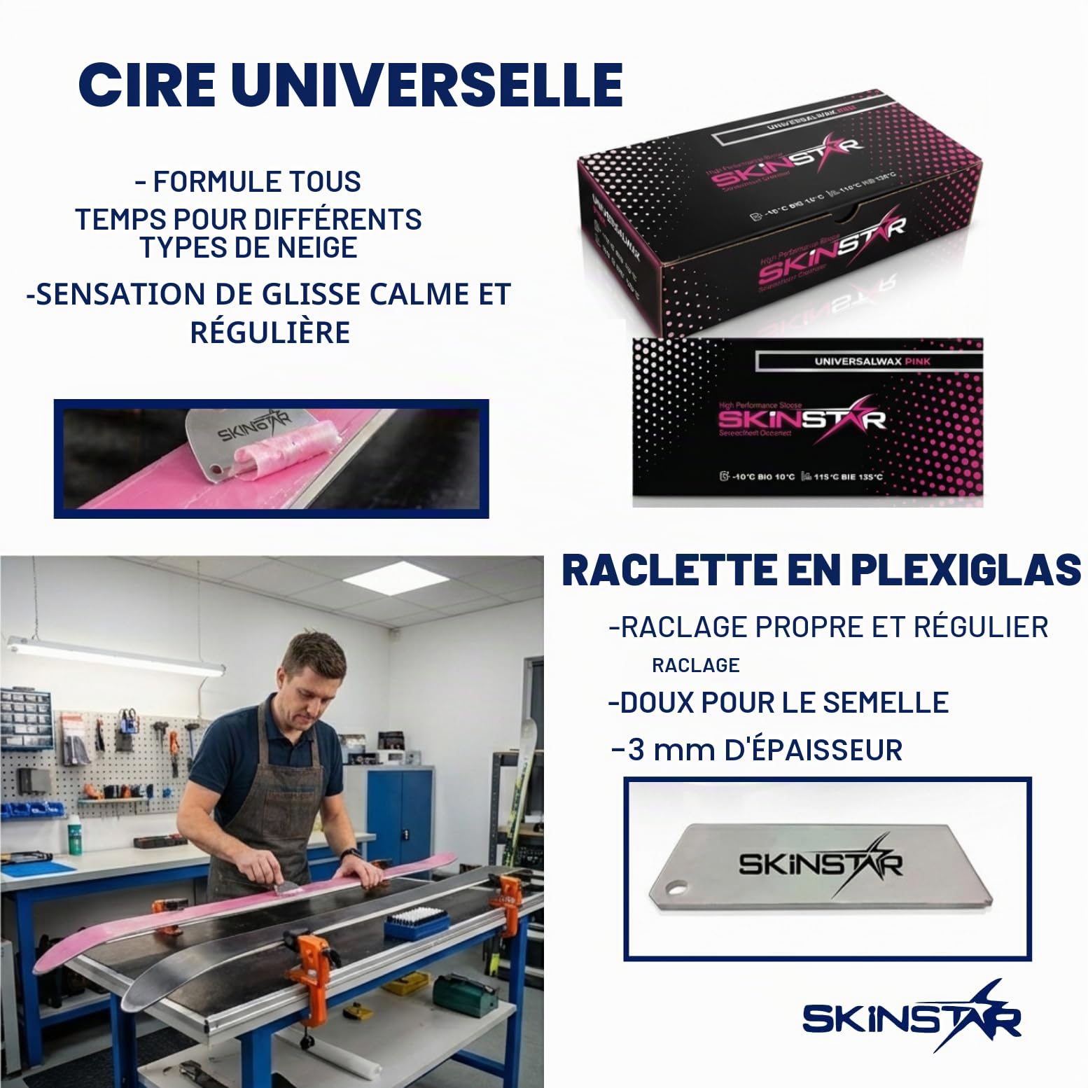 Skinstar Starter Ski Set de cire, fer, brosse à cire