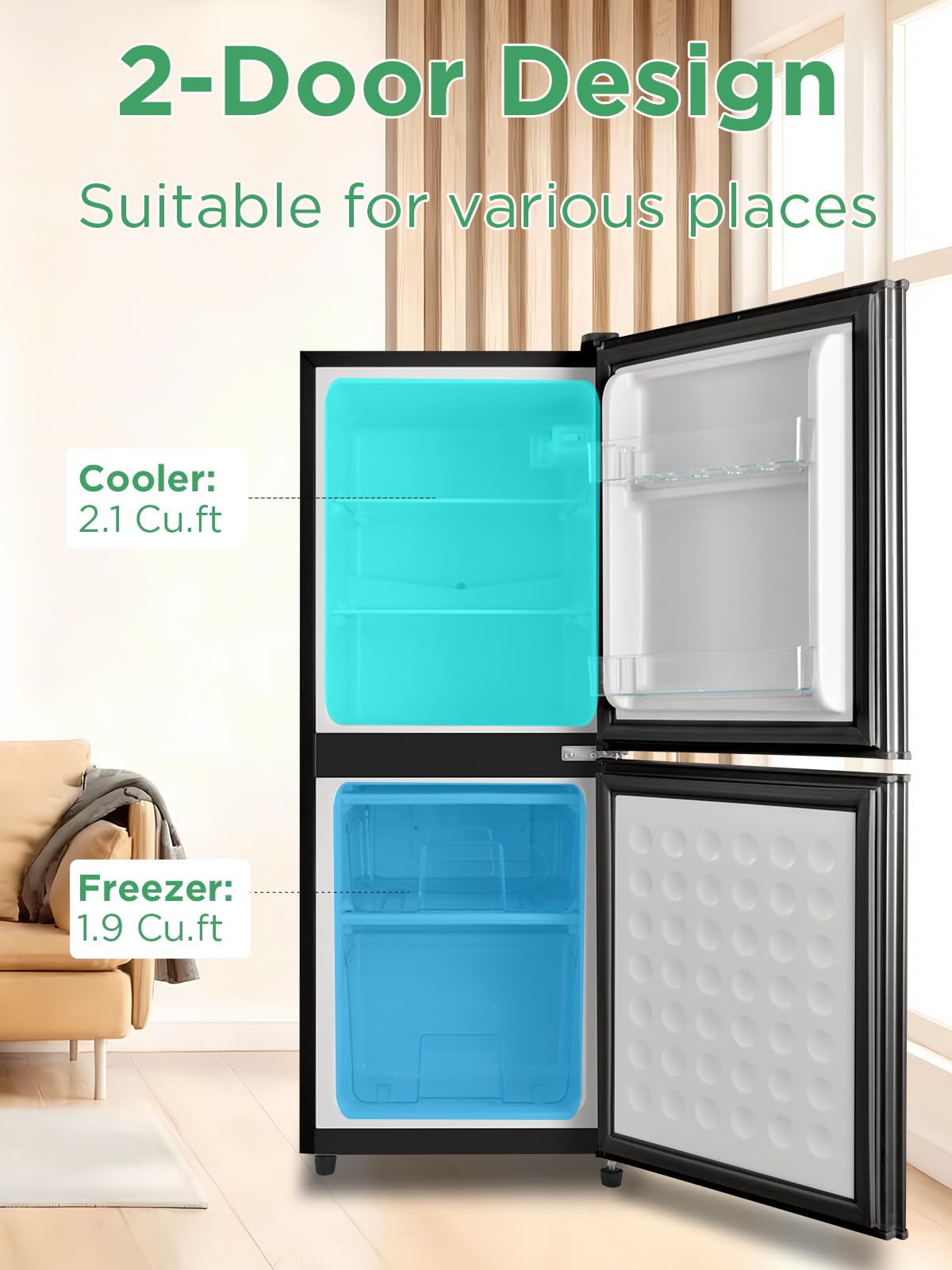 F.W.WOOLWORTHS 4.0 Cu.Ft Refrigerator with Freezer, 2 Doors Fridge with Adjustable Thermostat Control, Refrigerator for Kitchen, Dorm, Apartment, Garage, Office, Black on Fridge.com