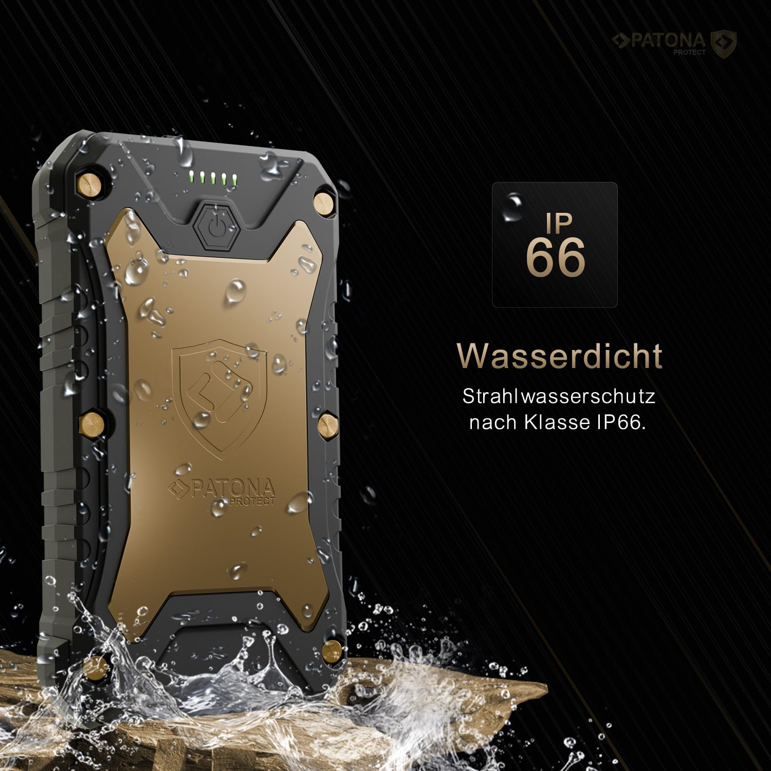PATONA Protect Powerbank Extreme 100, 27000 mAh, PD 65W, IP66 | Zewnętrzny akumulator z wodoszczelną obudową IP66, szybkie ładowanie oraz wygodne ładowanie bezprzewodowe