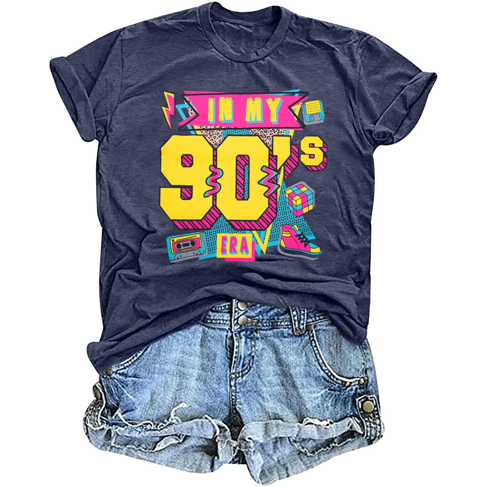 Camicie da donna anni '80 T-shirt grafica vintage neon camicie in My 80s Era Shirt Casual anni '80 anni '90 vestiti per feste