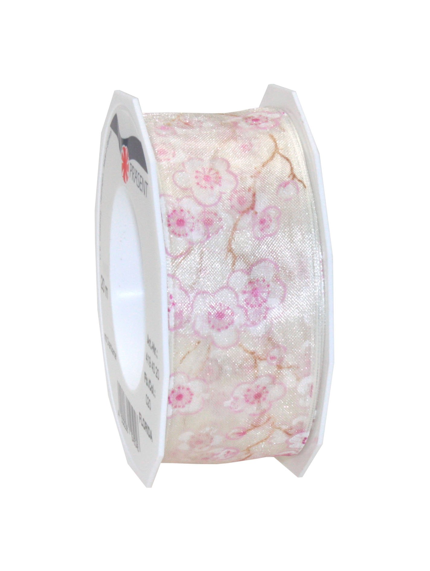 C.E. Pattberg Präsent - Tokio Wired & Printed Ribbon Cream 40 mm width, 20 m length, Yellow