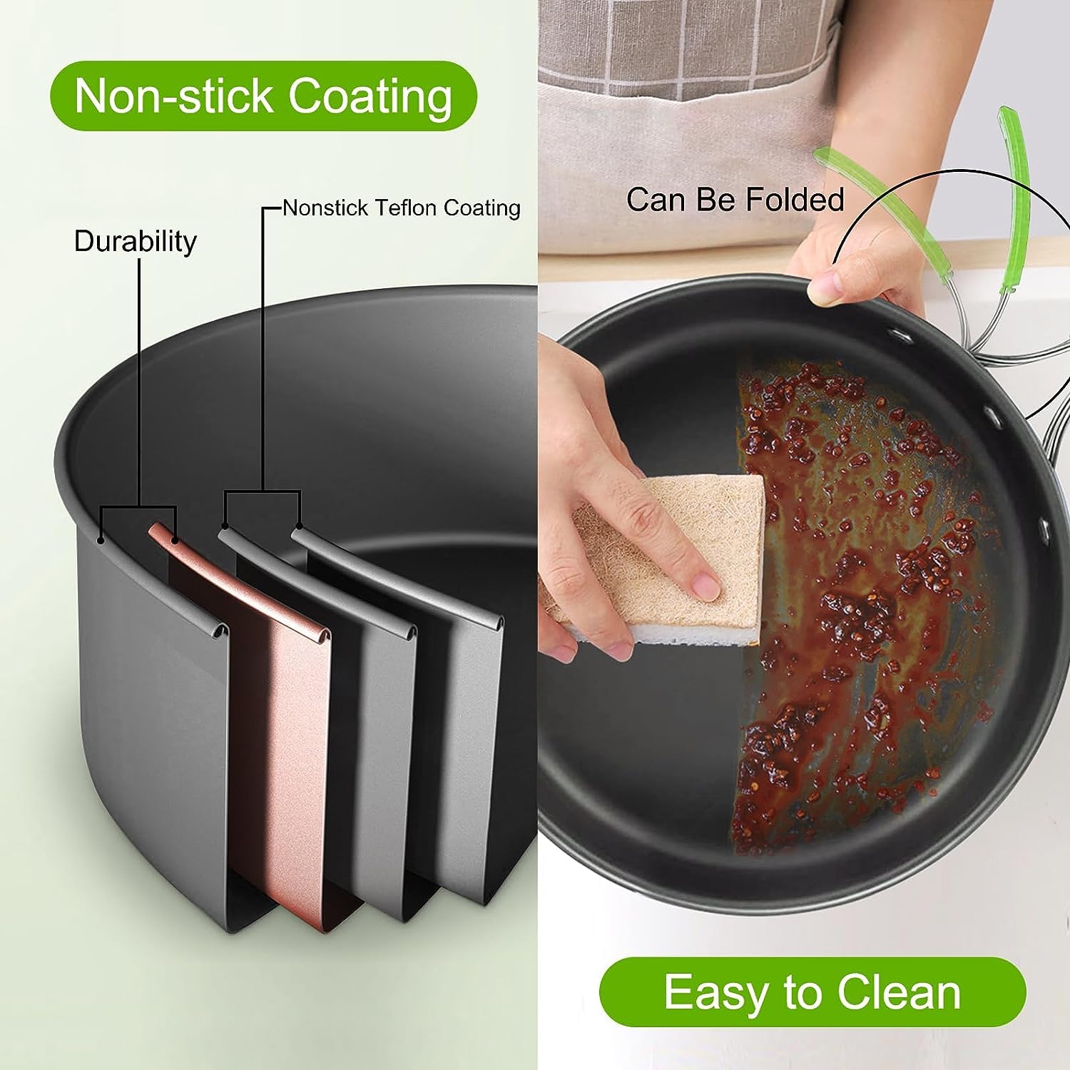 Set Pentole da Campeggio,2-3 Persone Set Stoviglie Campeggio,Portatile Ultraleggero 14-in-1 Kit Camping Cookware con Padelle Piatti Ciotole per Cucina per Barbecue,Campeggio, Arrampicata,Trekking