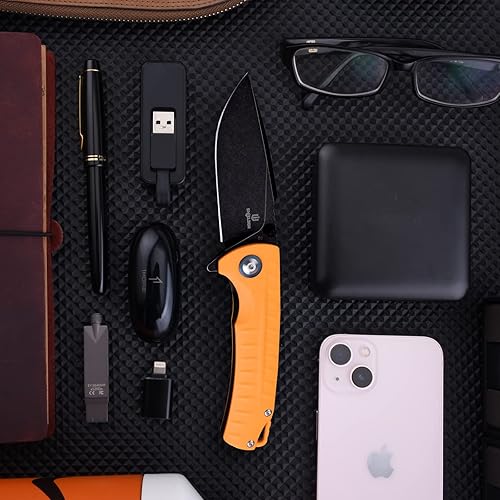 Miniatura 5 de SHIELDON Relicanth - Cuchillo de bolsillo EDC de 3.2 pulgadas, hoja D2, negro, mango G10, cuchillo plegable con clip, calificado como cuchillo de