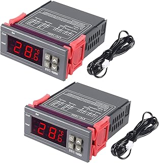 2pcs STC-1000 DC 110V-220V 10A Digital LED Temperature Controller Thermostat Control Switch 2 Relay Output and NTC 10K Thermistor Sensors Temperature Probe