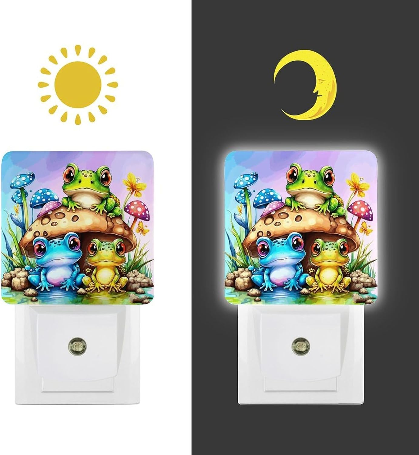 Mushroom Frog LED Night Light Plug-In Wall Nightlight, Decor 11.5x7.5x5cm image 3