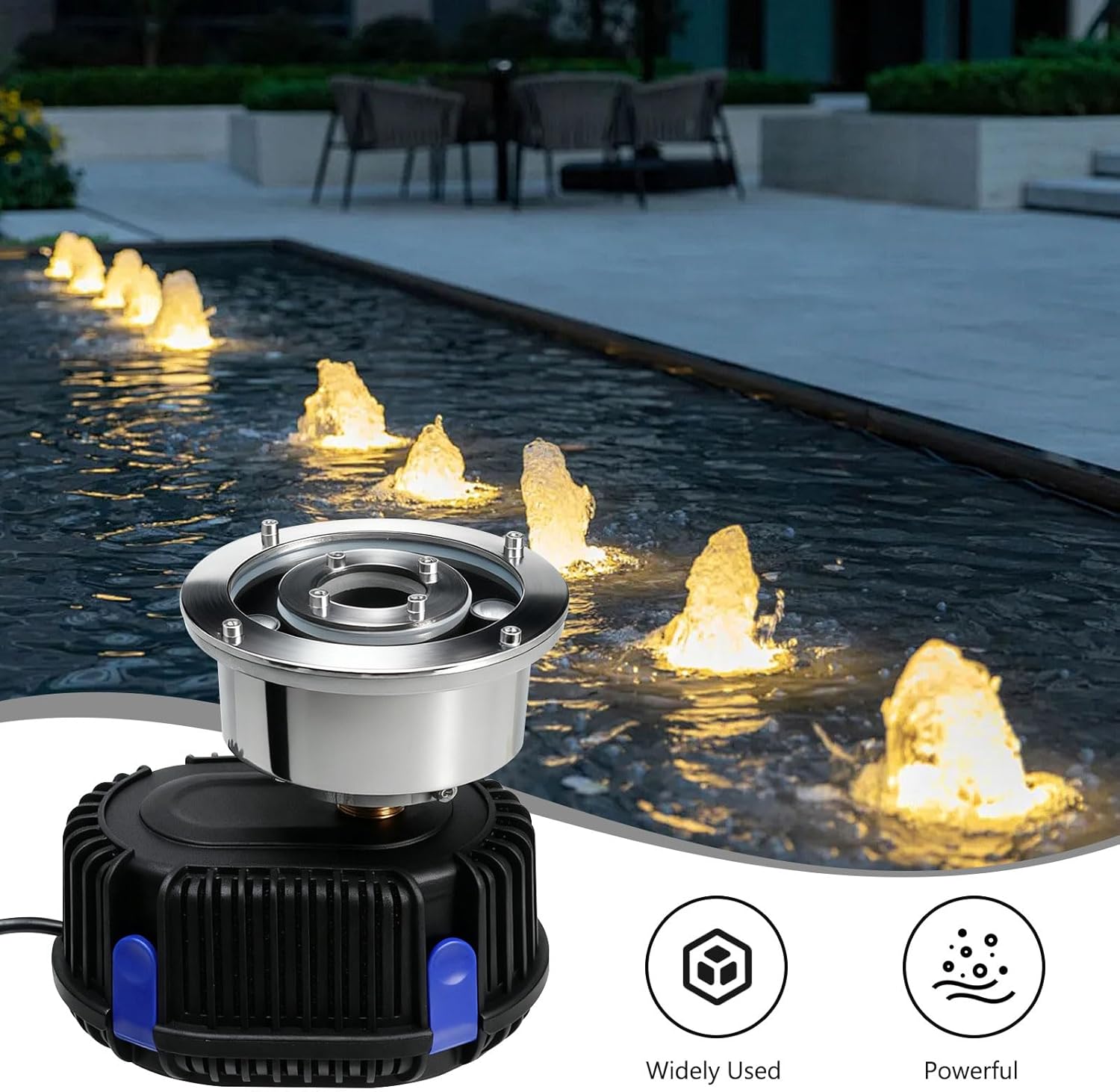 Pond Fountain Pump with LED Light for Outdoor Water Garden, 528GPH Submersible Pump Fountain Light Kits (Warm White) for Water Feature Koi Pond