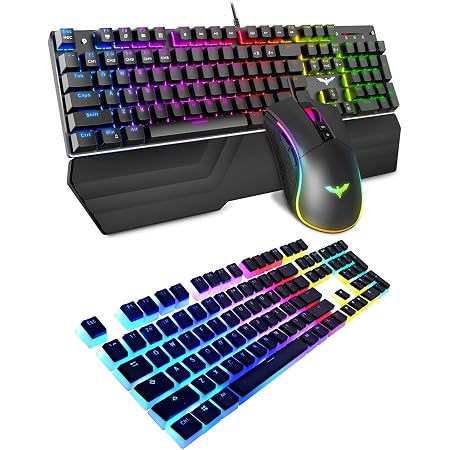 Amazon.com: Havit Teclado mecánico RGB Gaming Mouse y doble disparo PBT  Keycap Set : Videojuegos