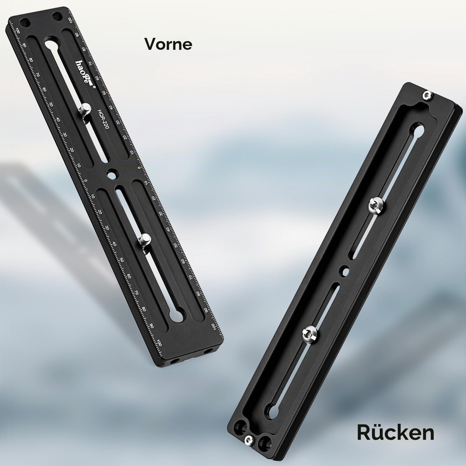 Haoge HQR-220 220 mm Mehrzweck-Schnellwechselplatte, Verlängerung, Gleitschiene für Kamerastativ, Kugelkopf-Kugelkopf-Klemme, passend für Arca Swiss