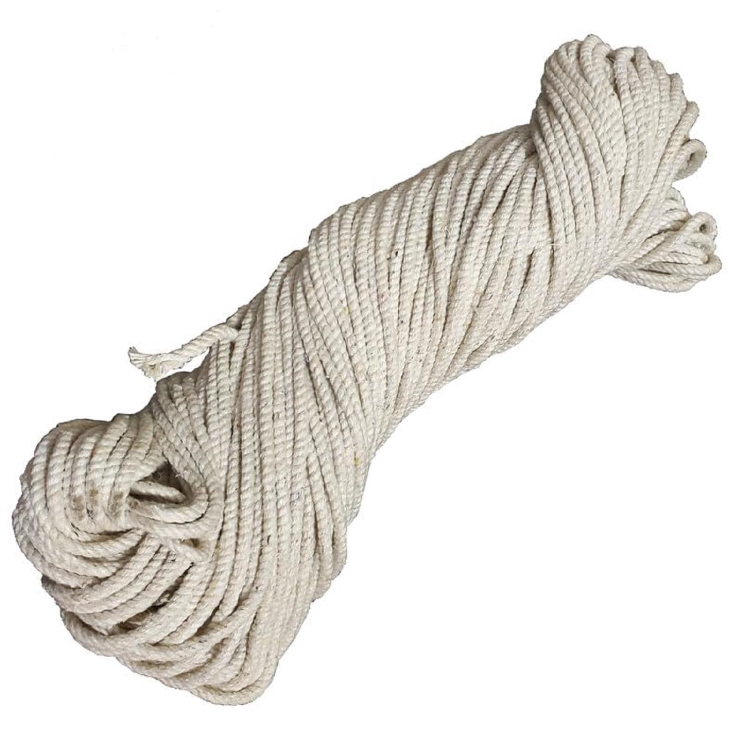 Pure Source India Cloth Line Cotton Rope Braided, for Drying Clothes, 10 Mtr (Natural White)