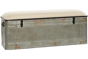 Rustic Ottoman with Storage: Deco 79 Metal Storage Bench