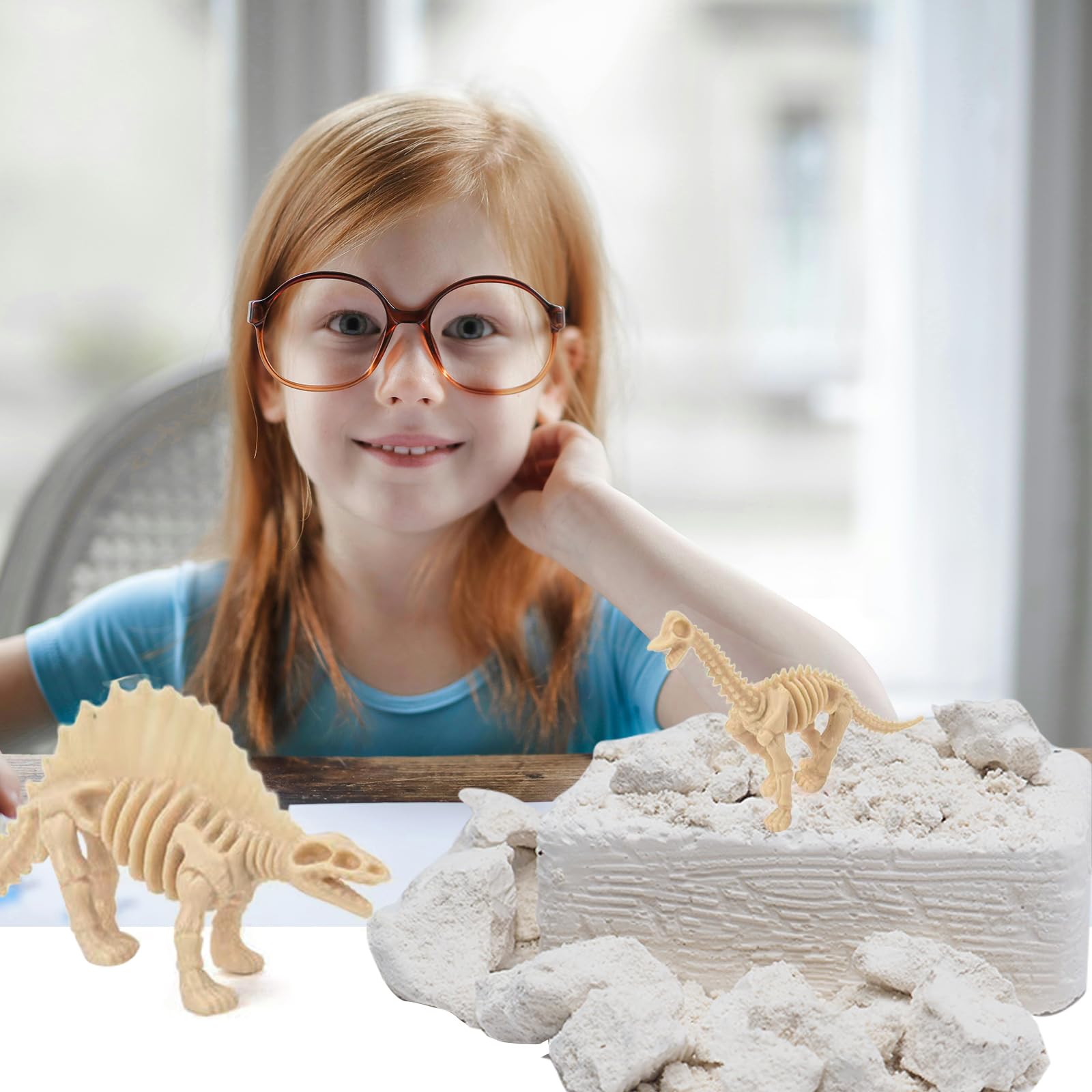 Dino Ausgrabungsset Für Kinder – 6 Fossilien Mit Werkzeug, Archäologie-Spielzeug Ab 3–10 Jahren, Inkl. Spielteppich Für Abenteuer