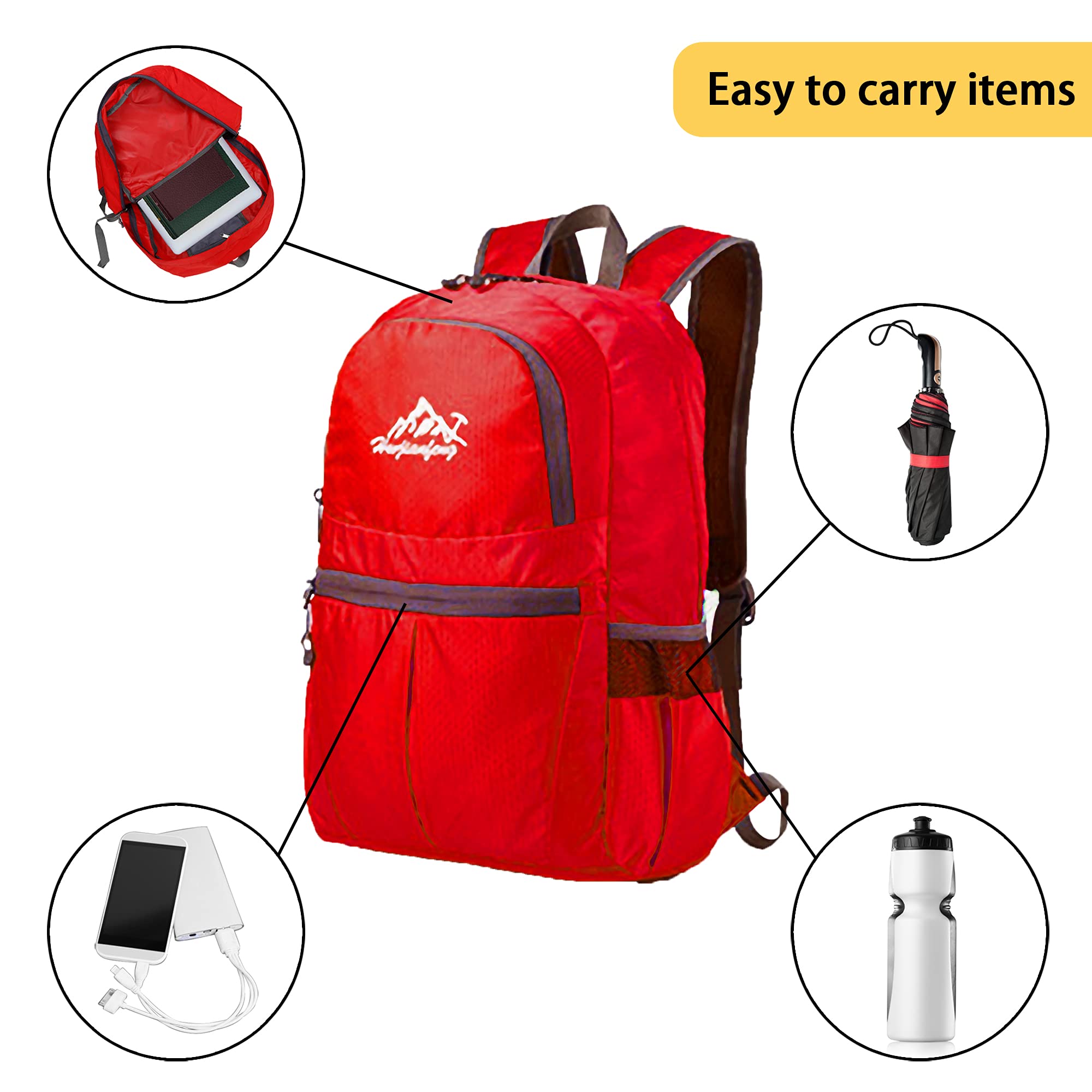 INTIRILIFE Zaino Pieghevole Ultraleggero - Zaino da Trekking Unisex 36L Impermeabile - Outdoor Daypack per Campeggio, Escursionismo, Viaggi, Arrampicata e Molto Altro