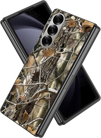 for Samsung Galaxy Z Fold 7 Case, Full Body Protective Hard PC Cover with Durable Bumper, Ultra-Thin Shockproof Phone Case for Galaxy Z Fold 7, Camouflage Wood