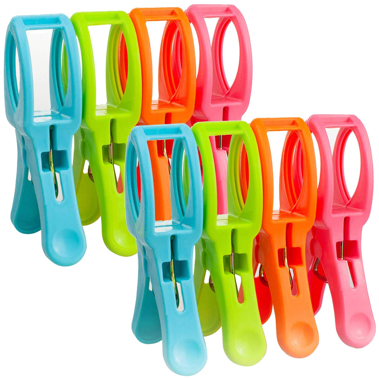 HiGift 8 Pack Beach Towel Clips for Beach Chairs Cruise Chairs Jumbo Size,Heavy Duty Pool Towel Beach Chair Clips for Towel Holder for Pool Chairs Lounge in Bright Colors-Stop Towels from Blowing Away