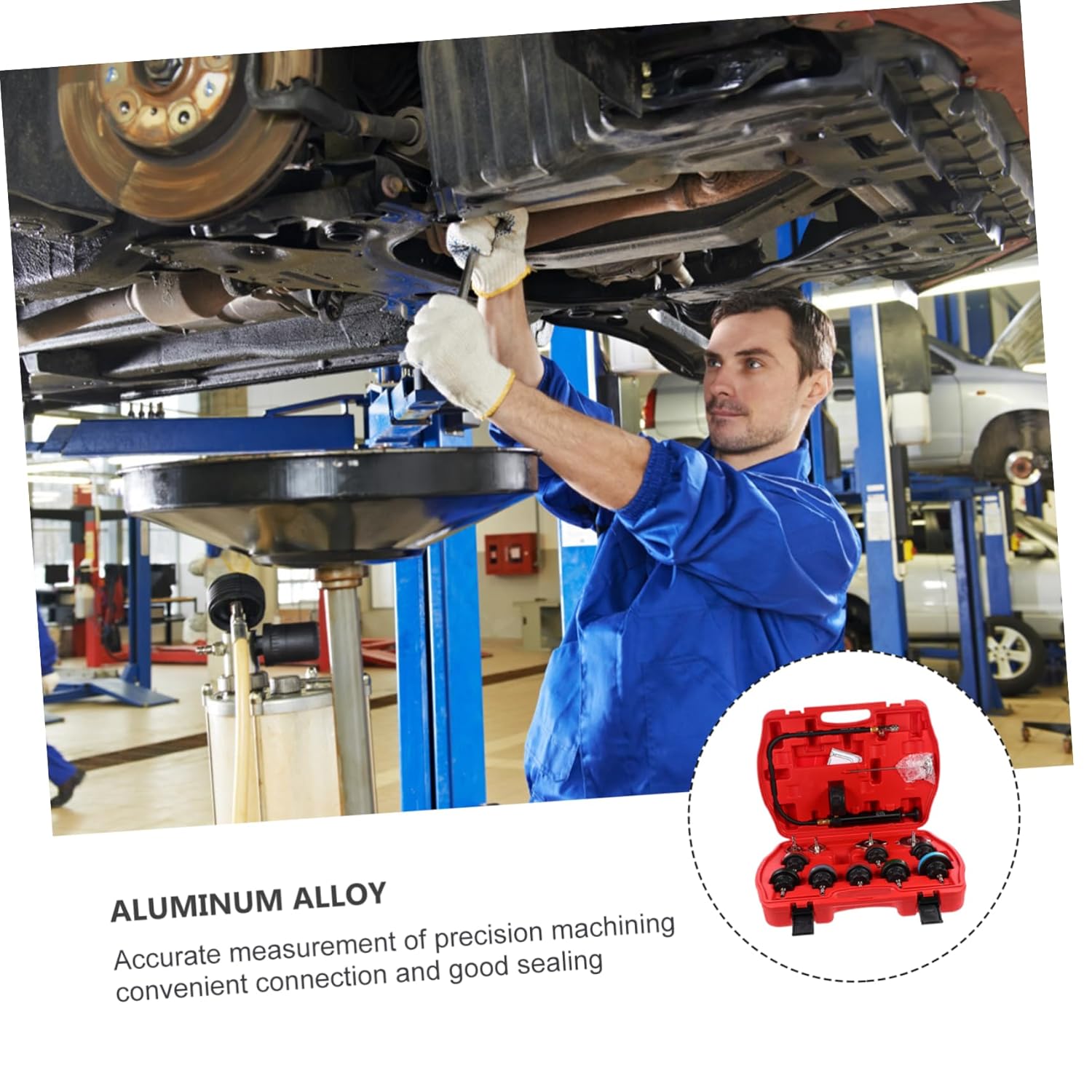 1set Auto Water Tank Leak Detection Gauge for Automobile Cooling System Pressure Tester Kit Multi-Specification Coolant Caps for Radiator Leak Testing