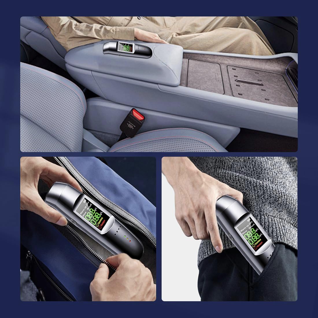Etilometro Portatile Certificato Alcol Test, Professionale Alcol Test Senza Contatto Tester di Alcool Display LCD Digitale e Allarme Vocale, Precisione di Grado Riutilizzabili Ricaricabile