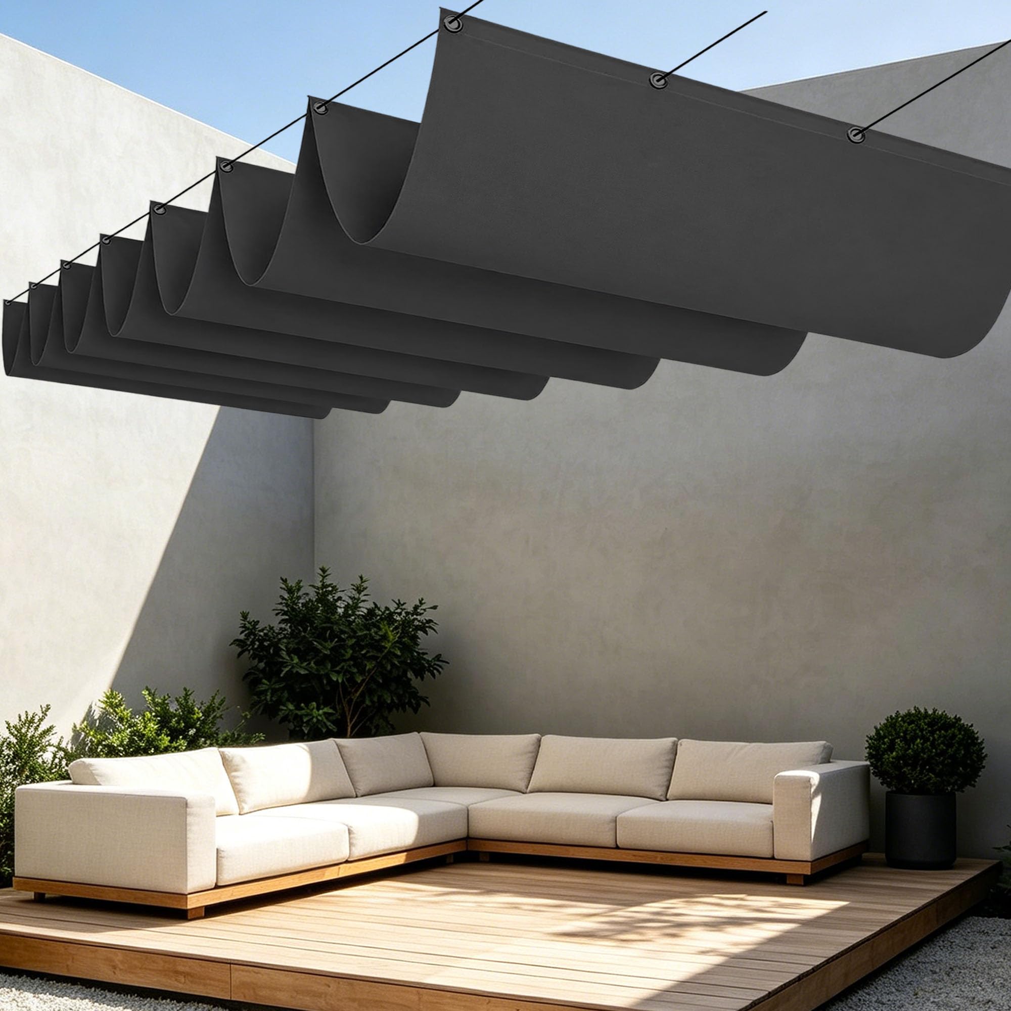 Voile d'ombrage anti UV rétractable pour éliminer la chaleur du patio
