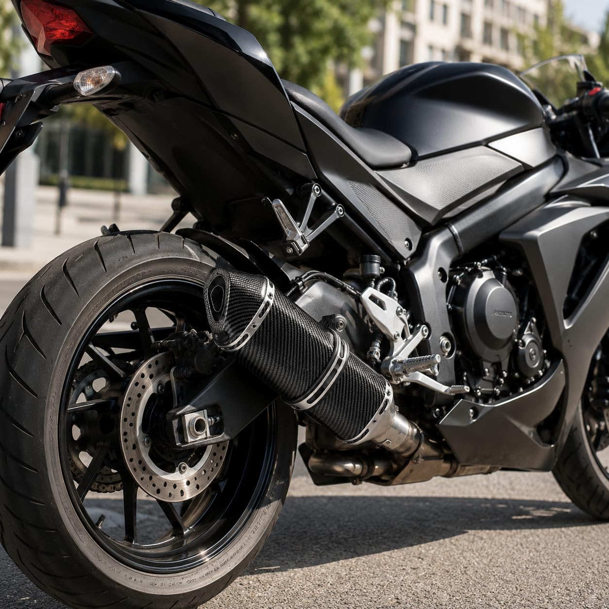 Silenciador de Escape Moto Universal Slip-On 38-51 mm | Kit Estilo Fibra de Carbono con DB Killer Extraíble , Cuerpo de Acero Inoxidable para Moto, Scooter, ATV y Quad