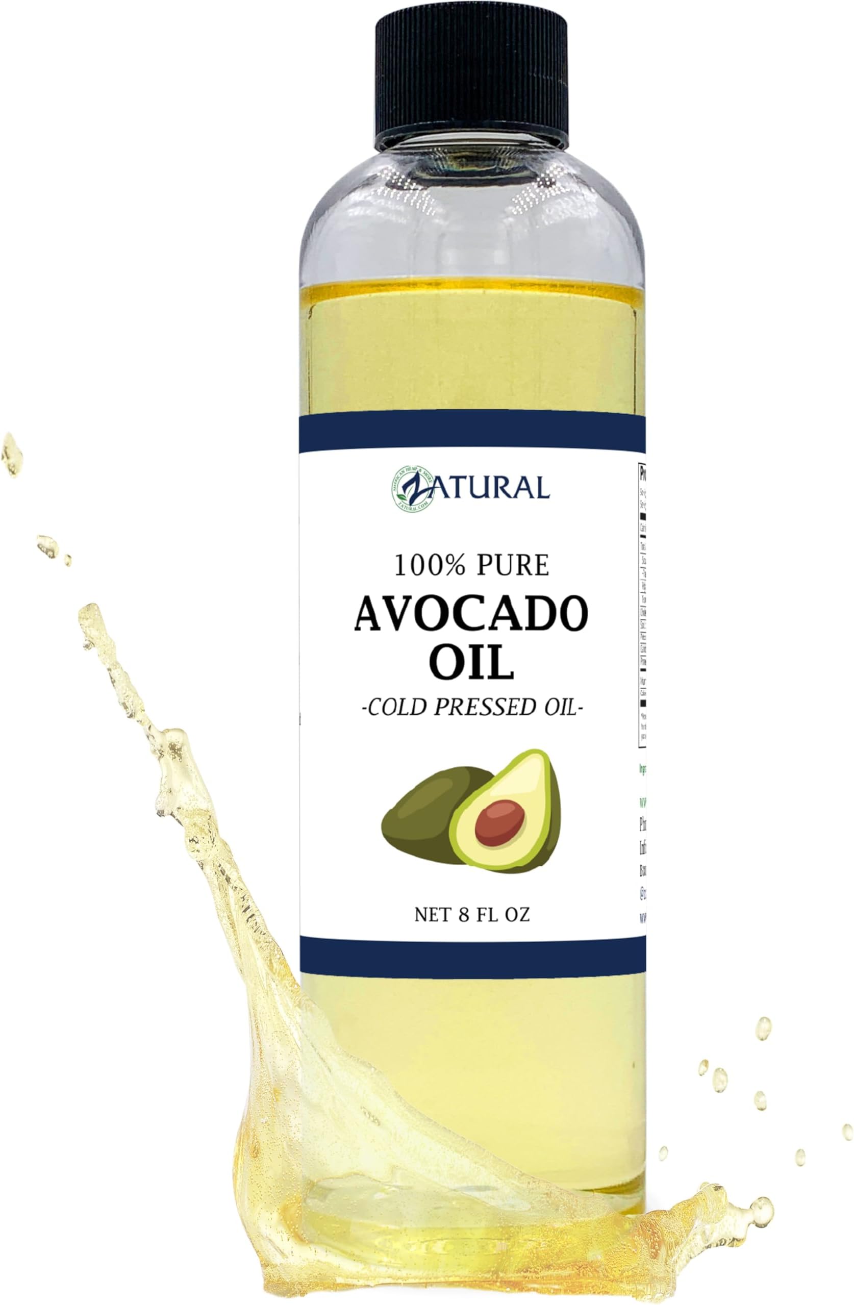 100% Avocado Oil Pure Natural without Additives, Clean, Cold Pressed, Non-GMO, Vegan: For Cooking, Frying, Baking and for Sauces, Dressings, Marinades, Salads (8 Ounce)