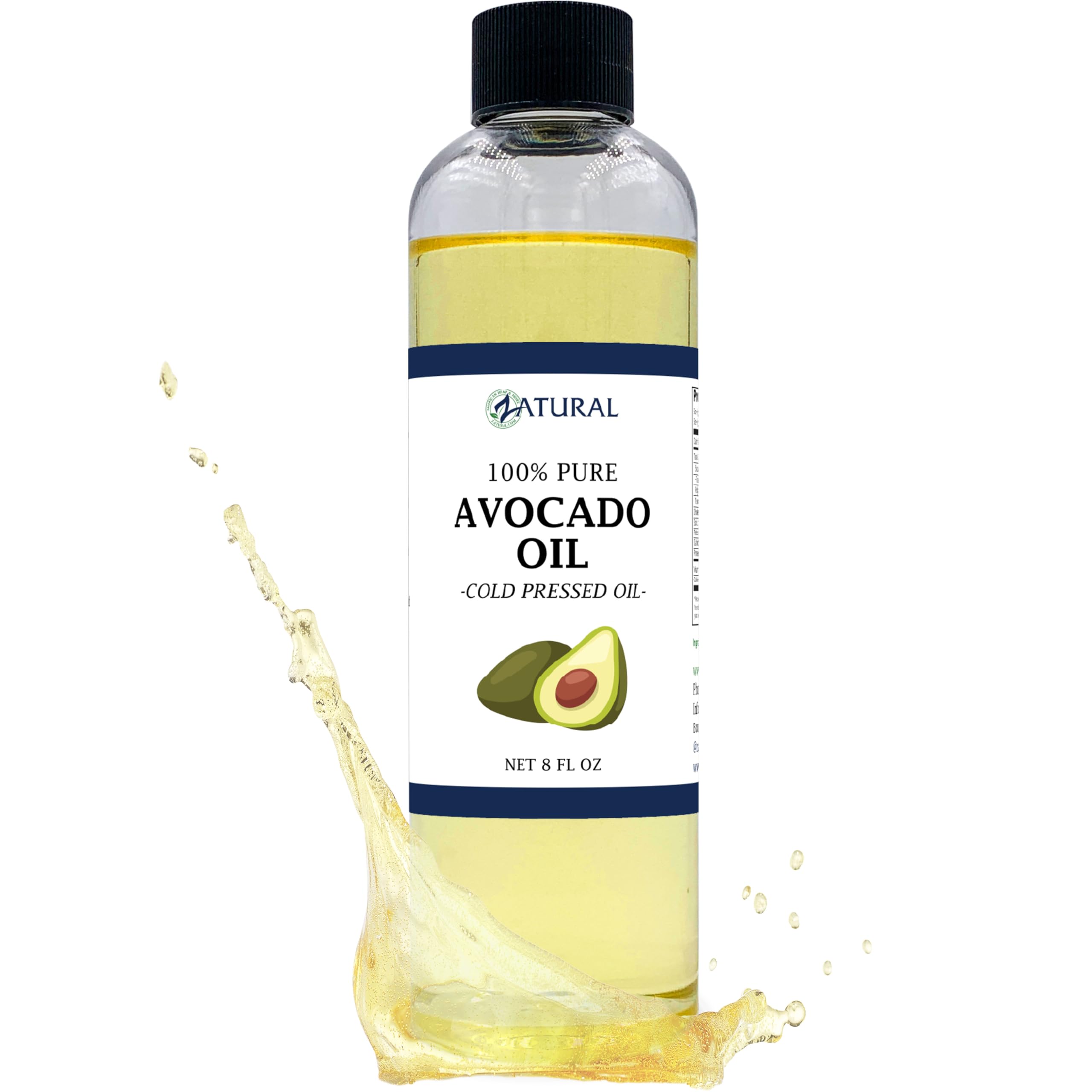 Zatural 100% Avocado Oil Pure Natural without Additives, Clean, Cold Pressed, Non-GMO, Vegan: For Cooking, Frying, Baking and for Sauces, Dressings, Marinades, Salads (8 Ounce)