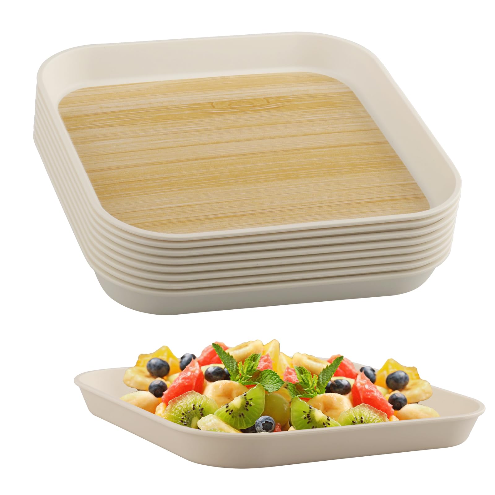 duisoad 8 Pieces Serving Trays, Plastic Tray 17 x 17 x 1.5 cm Rectangular Tray Serving Trays Reusable for Restaurants, Weddings, Food, Drinks, Snacks, DIY