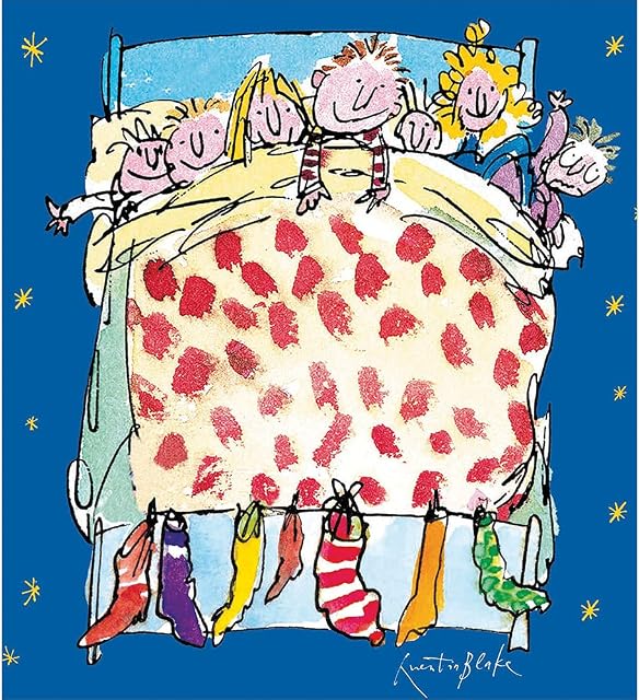 5 Quentin Blake Waiting For Santa Christmas Cards - Charity UK Made Xmas Cards