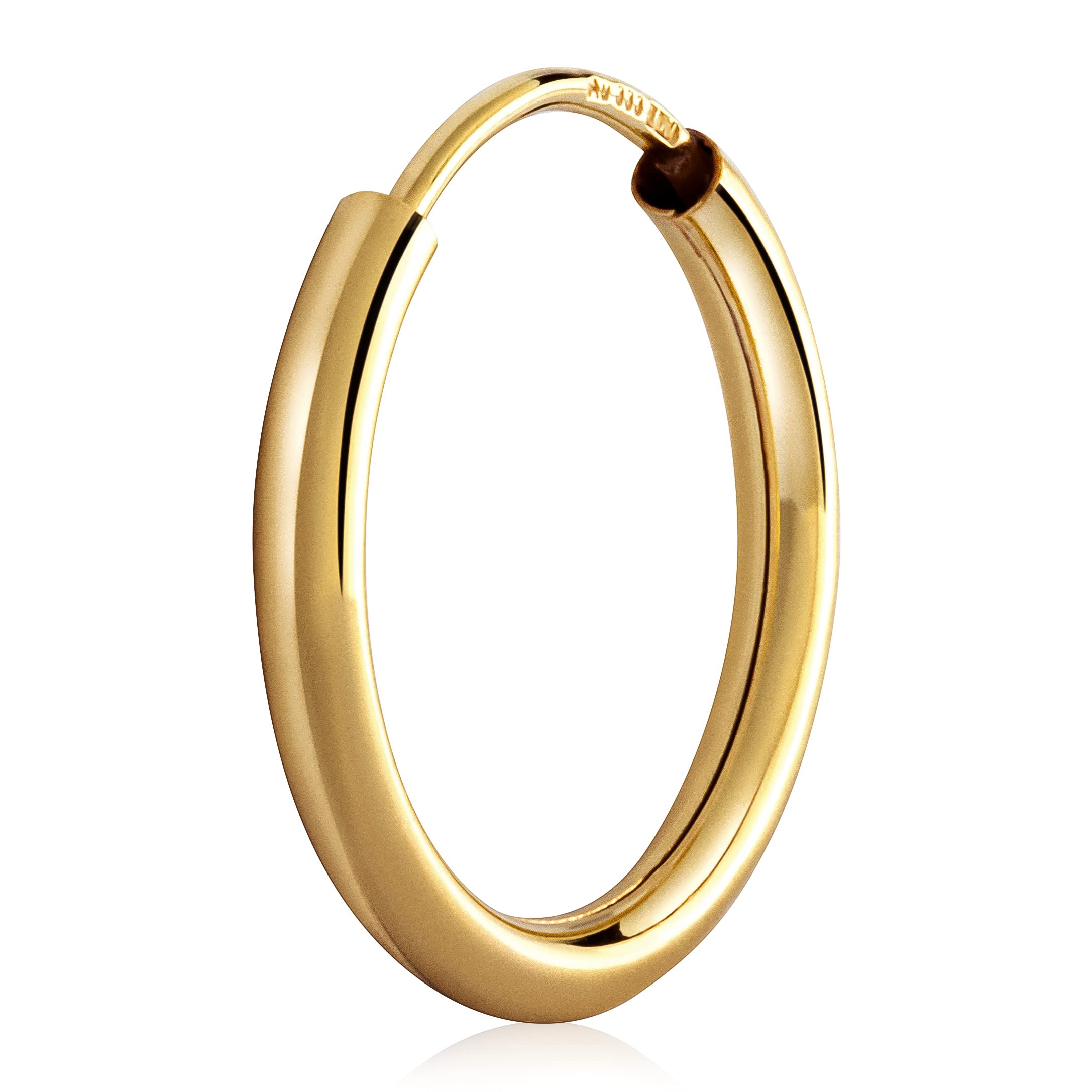 NKlaus Creolen Ohrringe 16mm Gelbgold 333 1,8mm | Hohl Innen, flexibler Verschluss
