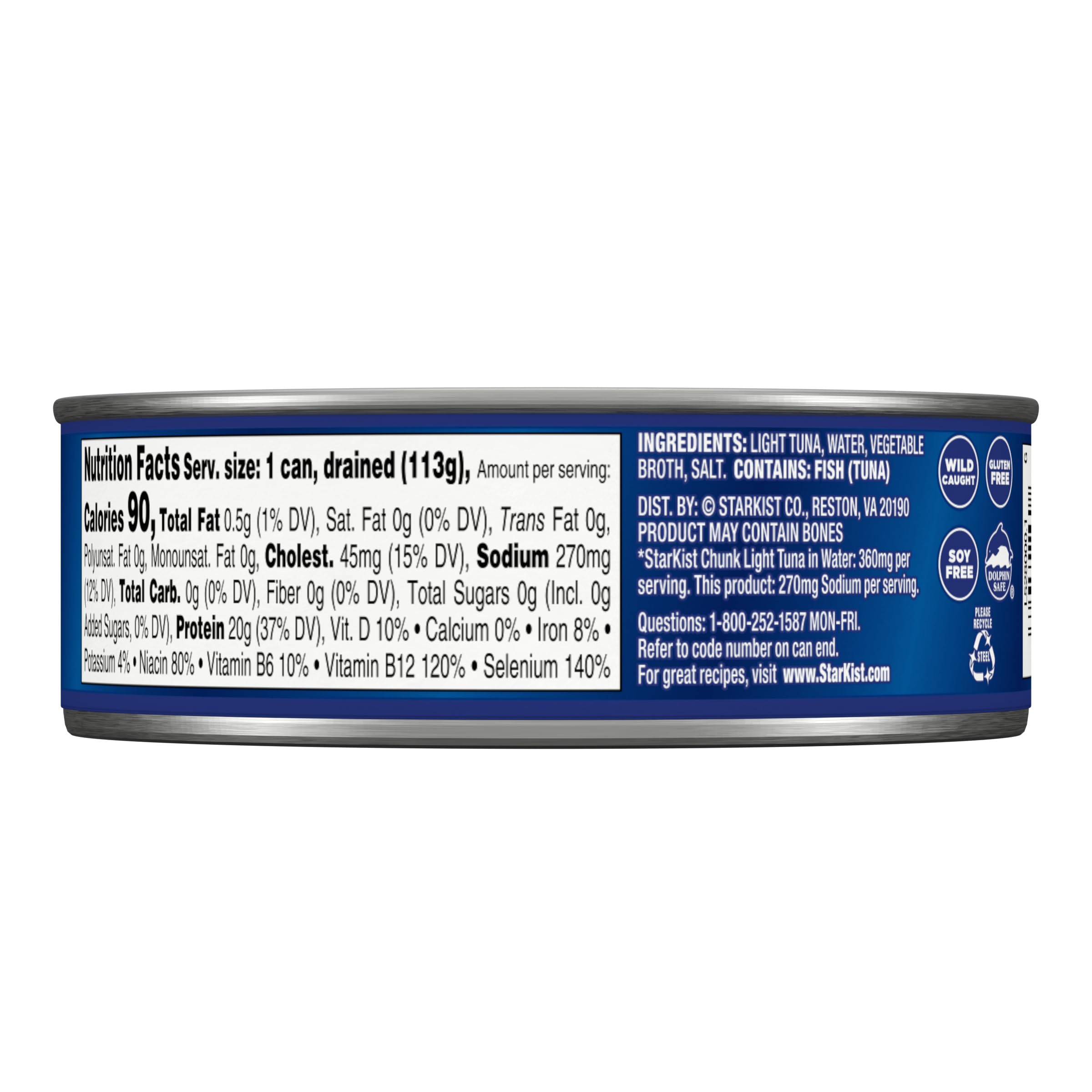 StarKist 25% Less Sodium Chunk Light Tuna In Water, 5 Oz Can, 5 Oz