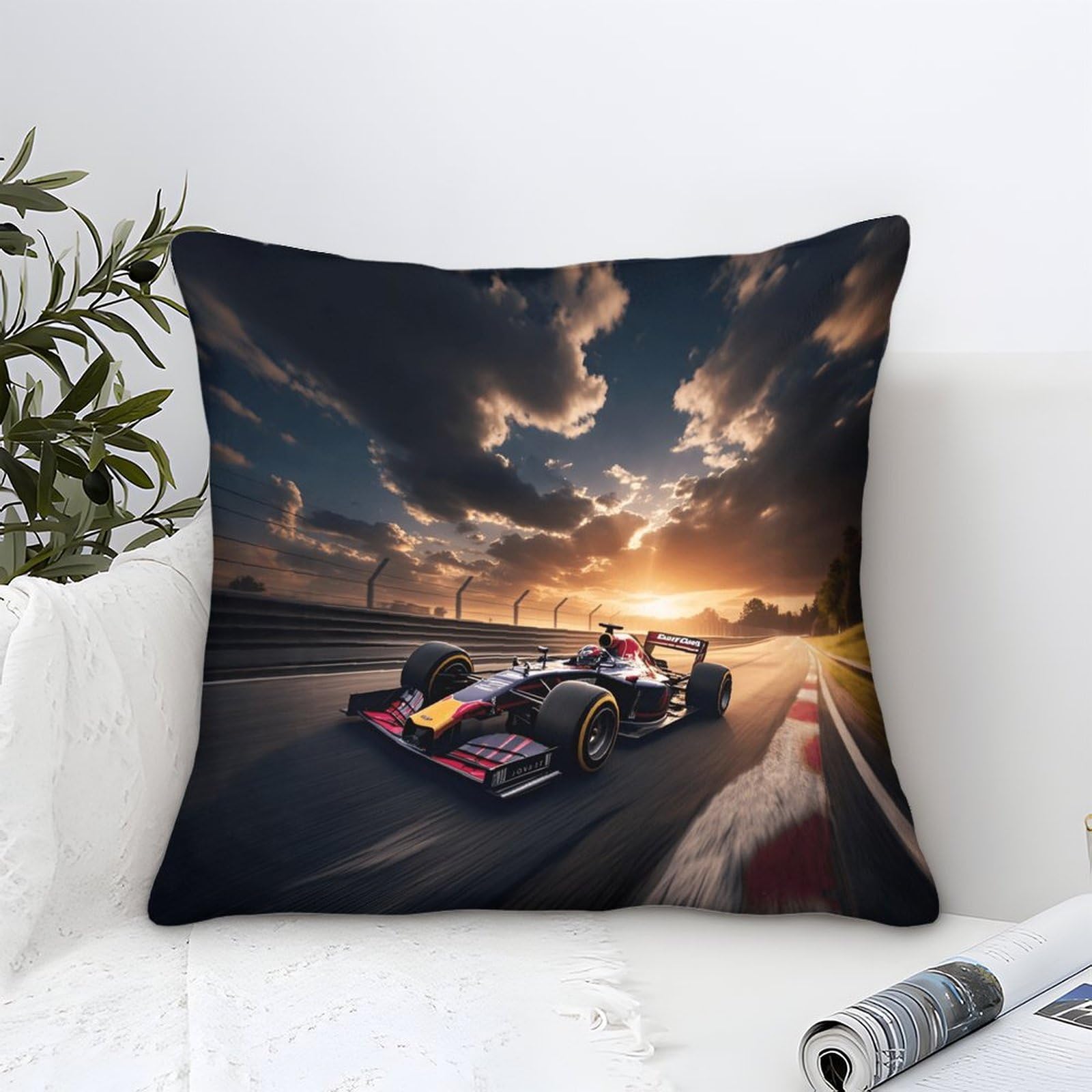 3U6C4M9K Formulaa Racing Cushion Covers 45x45cm, Racing Car Throw Double Printed Pillow Case Formulaa Racing Accent Pillow Covers