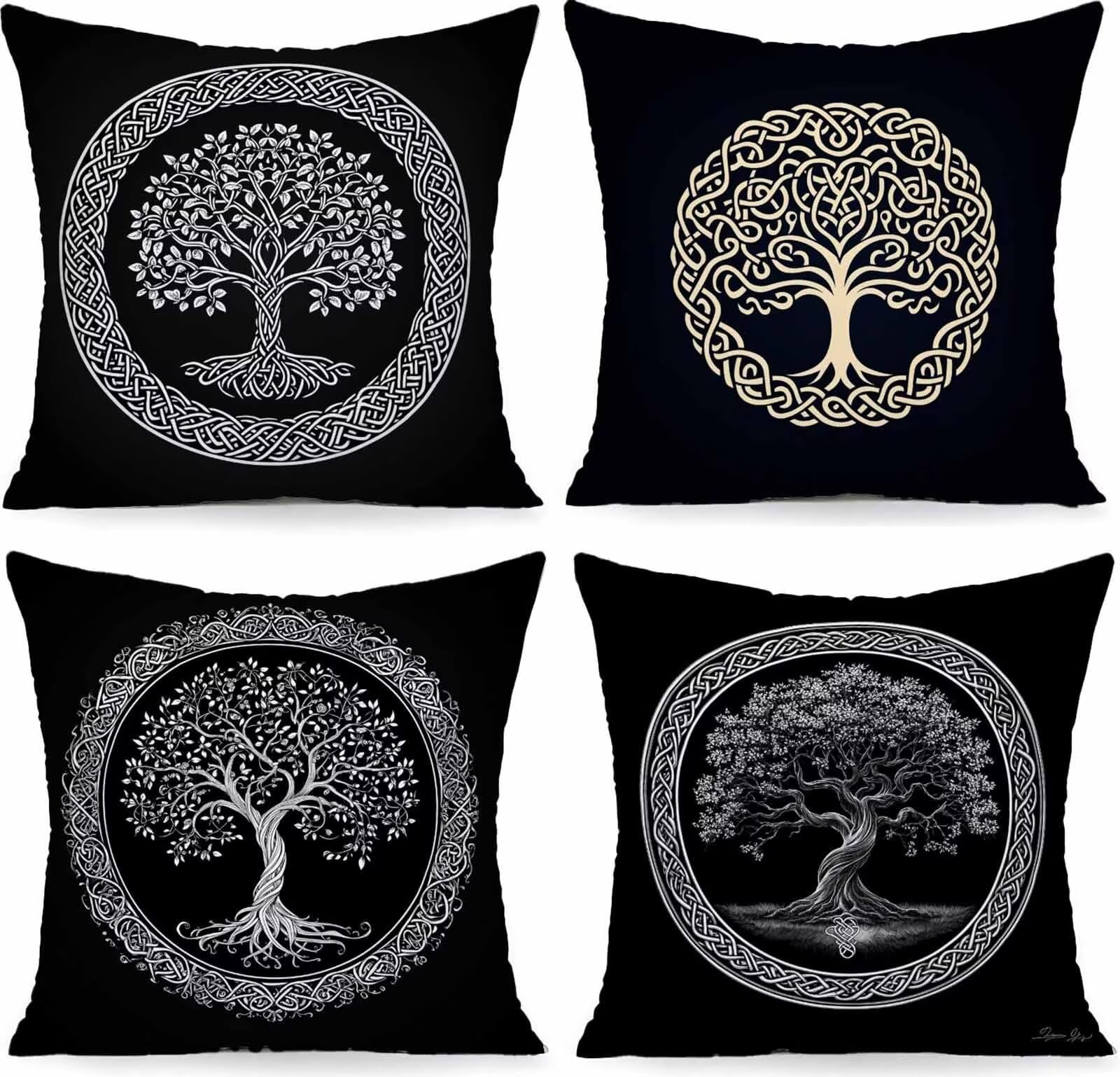 Housses coussin imperméables 55x55 noir lot de 4 extérieur et intérieur