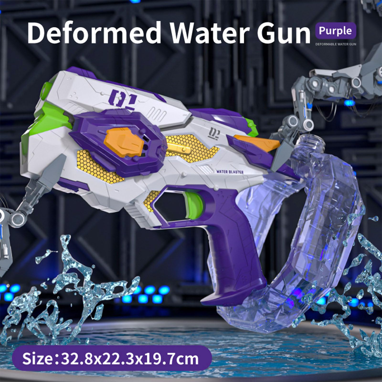 Mechanisches, automatisch abfeuerndes Wasserpistolen Spielzeug mit LED Licht und Tanks mit großem Fassungsvermögen für Outdoor Aktivitäten für Kinder Automatische Pistolen