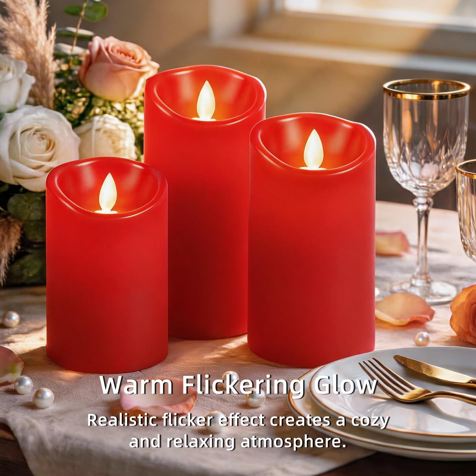 Weihnachts-LED-Kerzen 3er-Set – Flammenlose Kerzen Mit Realistischer Flamme, Batteriebetrieb (3x AAA), Grüne Blätter & Rote Beeren – Für Festliche Stimmung Ohne Brandgefahr Weihnachtskerzen LED