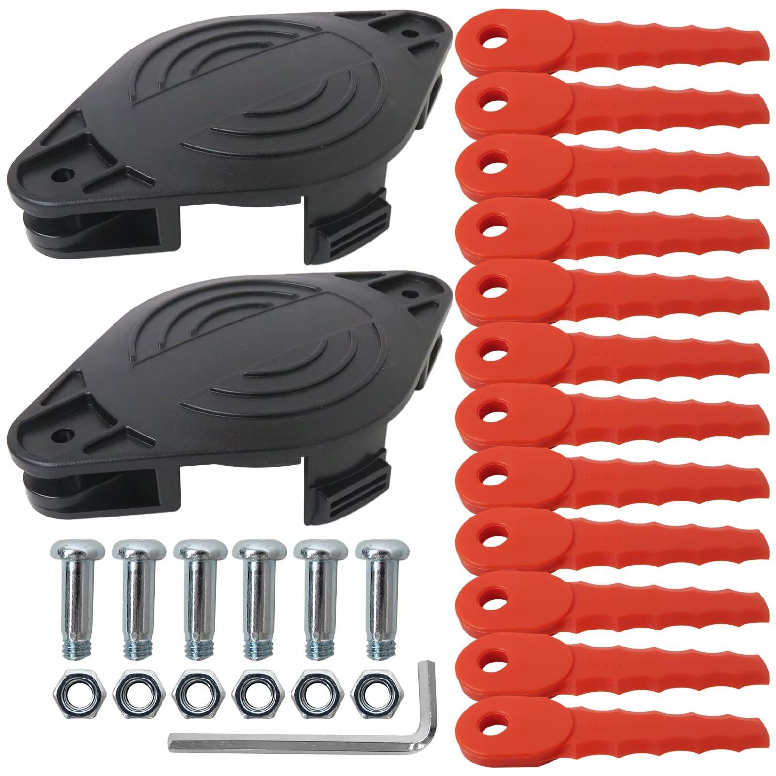 Cabezal de repuesto de policarbonato mejorado (paquete de 2) con 12 cuchillas, compatible con Black Decker String Trimmer LST220, LST201, LST140C, LST136W, LST136B, etc