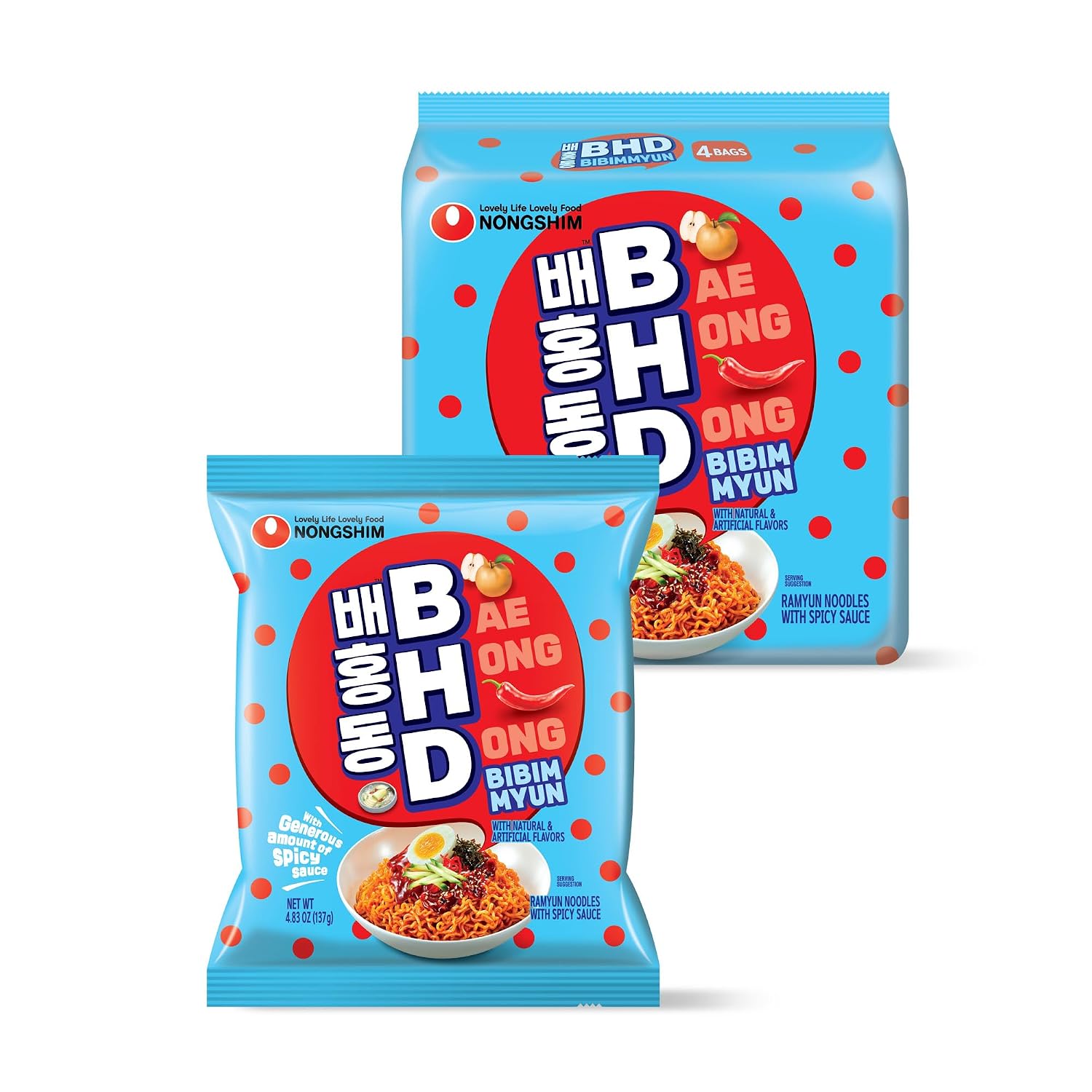 Nongshim Bae Hong Dong Bibimmyun Instant Ramyun, 4.83 oz (Pack of 4)