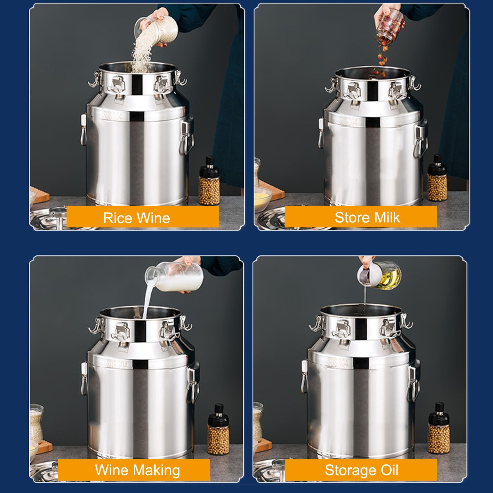 Fermentador de acero inoxidable 304 de 15 l con cierre de aire, equipo de elaboración casera para fermentación de cerveza y vino, cubo de fermentación duradero, 25 x 36 cm, almacenamiento seguro para