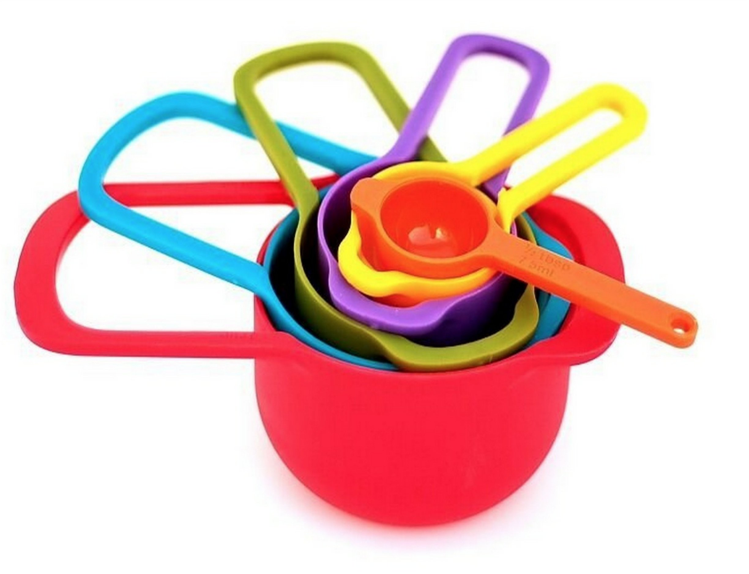 Measuring Spoons and Cups (Set of 6). Plastic stackable Measure Cup and Spoon set makes baking fast and easy! Premium Kitchen Gadgets from Best In All