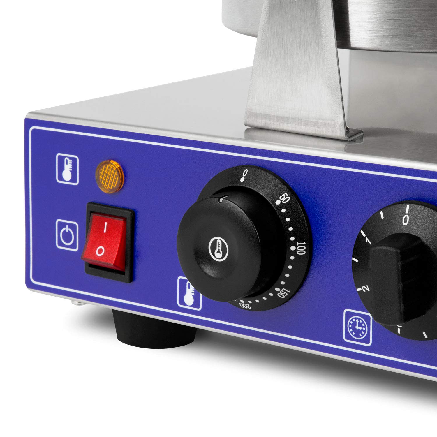 VERTES Gofrera belga doble eléctrica 2000W de acero inoxidable (2x temporizador 5min, 2x temperatura 50-300 °C regulable en continuo, 4 pies de goma antideslizantes, revestimiento antiadherente)