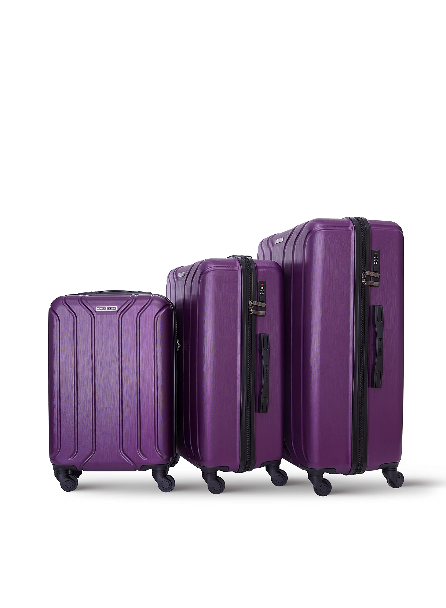 ParajohnPARA JOHN 3-Piece Hard Side Abs Luggage Trolley Set 20/24/28 Inch Purple Purple