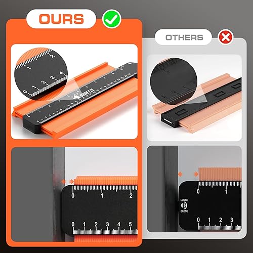 Miniatura 5 de JOREST Medidor de contorno con cerradura (10 pulgadas), ideas de regalos para hombres, papá, carpintero, herramienta de perfil para pisos de