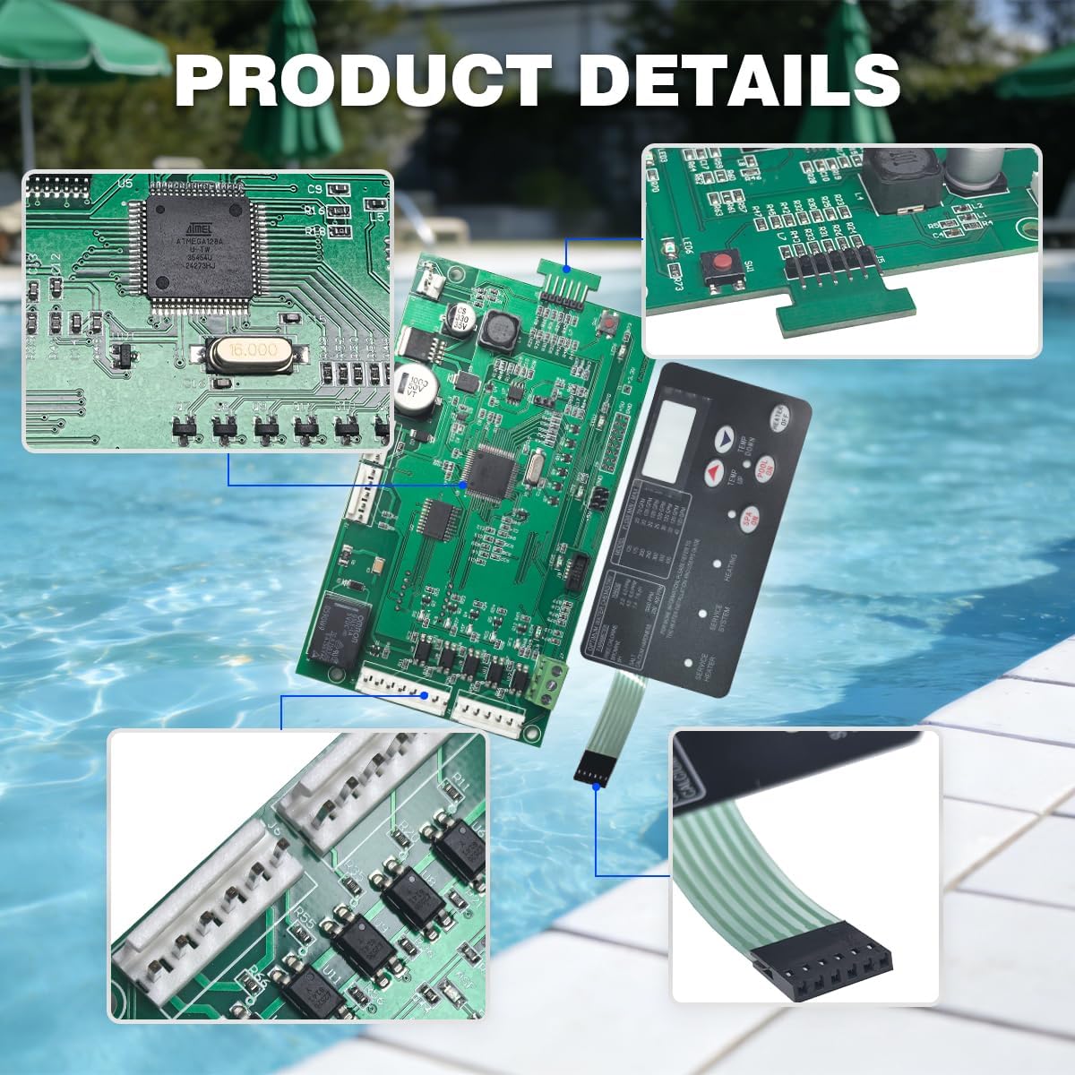42002-0007S Pool Heater Control Board Kit 461105 with 472610Z Switch Pad, Upgraded Locking Connectors, Fit for Pentair MasterTemp 400/300/250/200 & Sta-Rite Max-E-Therm SR400/SR333/SR200