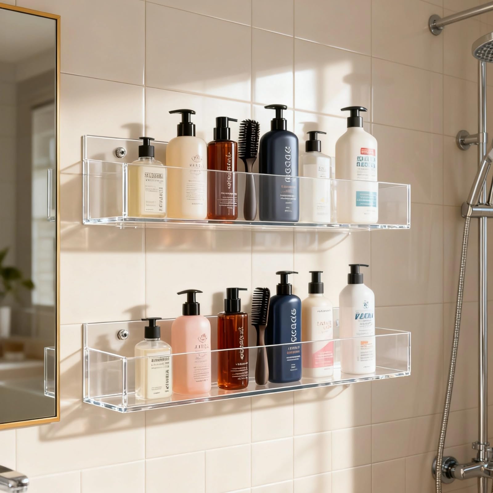 4 estantes de especias de montaje en pared, organizador de especias acrílico transparente, estantes adhesivos y colgantes para despensa de cocina, ahorro de espacio