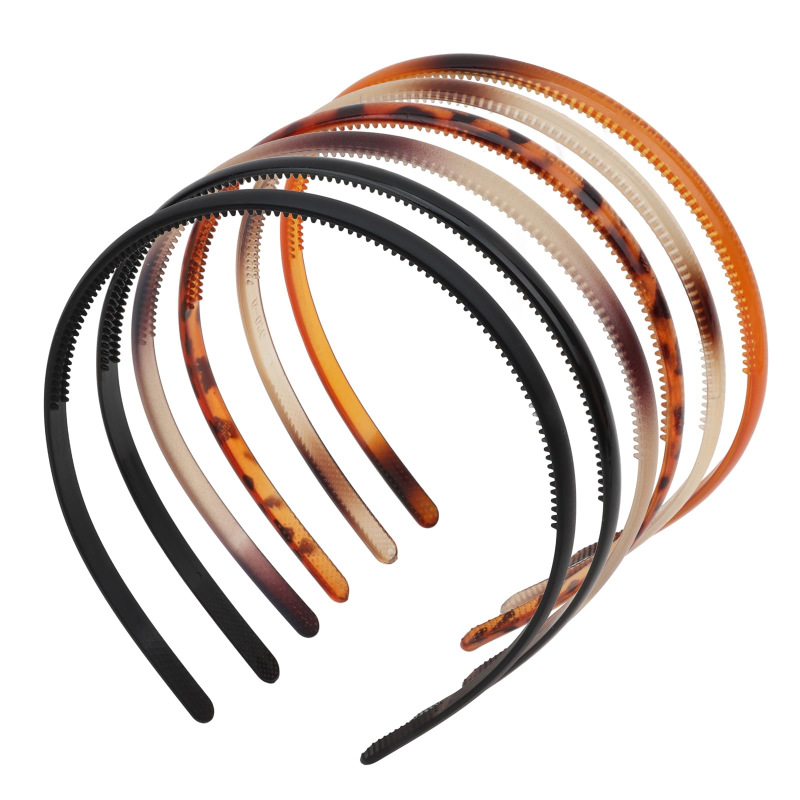 Photo 1 of Uintoon Multi-Color Plastic Thin Skinny Headbands for Women Tortoise Headband Black Hairband Teeth Comb Headbands for Girls Non Slip DIY Hair Pieces Accessories for Halloween 6Pcs