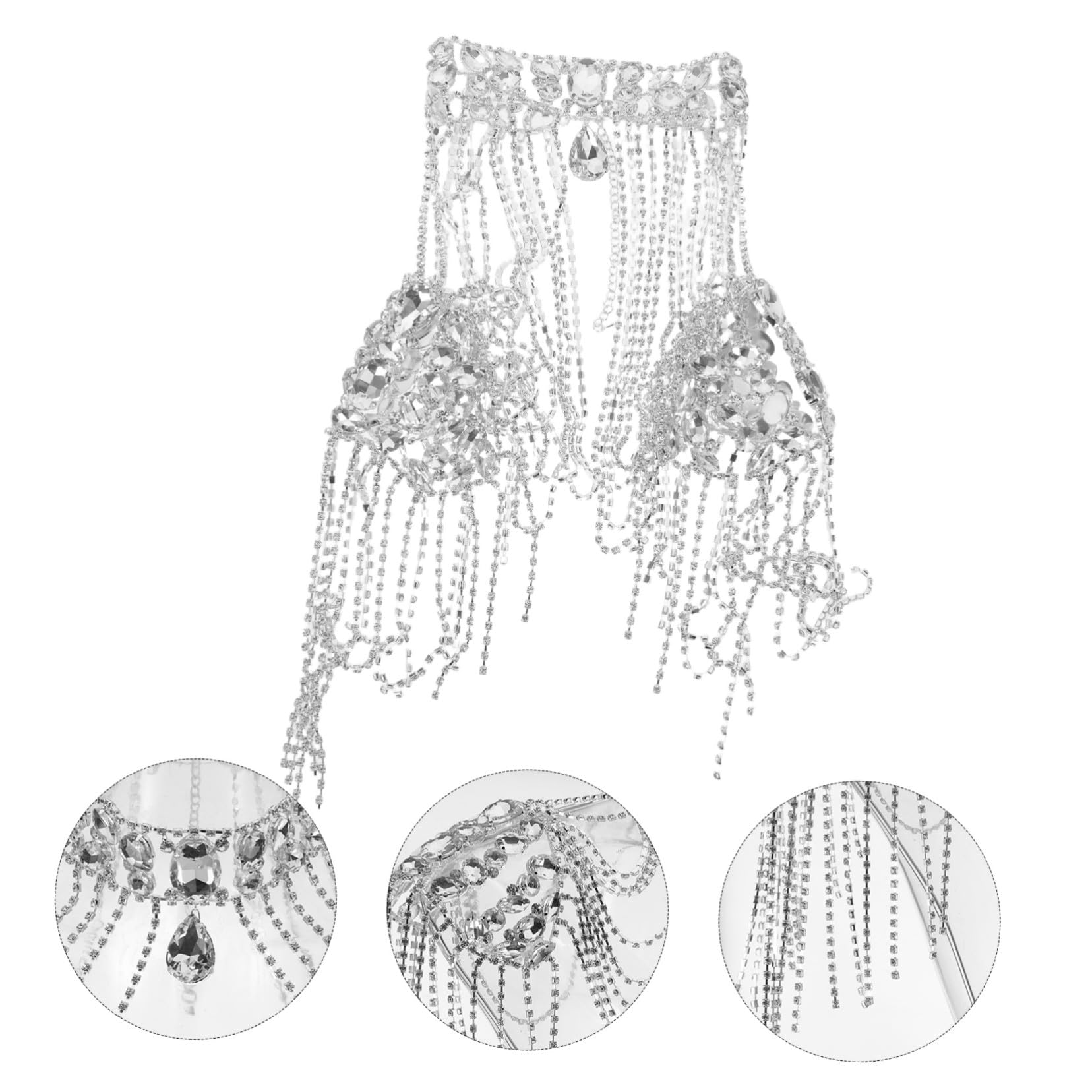 Healvian Cadena de Hombro Borla Brillante Collar de Hombro de Cadena Corporal para Mujer Joyería de Gemas de Imitación para Fiestas y Salidas Nocturnas