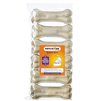 Petlicious & More Dog Bones Rawhide Bone 6 Inch Pressed Bone Dog Bones (Pack of 6)