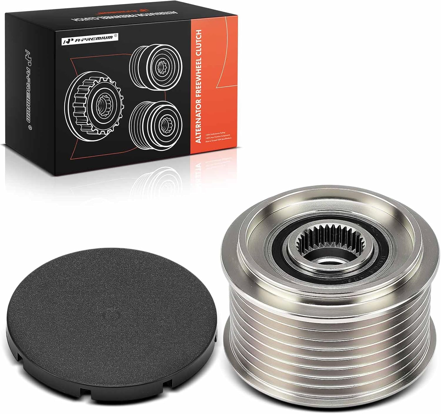 A-Premium Alternator Freewheel Clutch Pulley, 8 Grooves, Compatible with Ram 2500 2012-2016, 3500 2012-2016, 4500 2012-2016, 5500 2012-2016, 6.7L, Clockwise